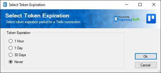 Trello Connection Manager - Select Token Expiration